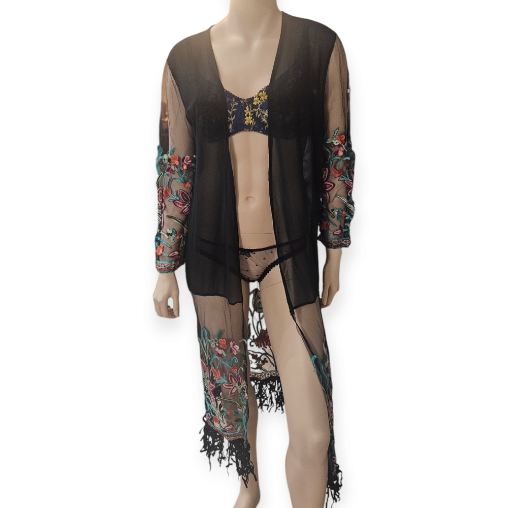 Open Embroidered Robe - Picture 3 of 11